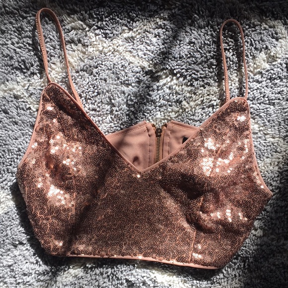 Forever 21 Tops - Brown sparkly crop top